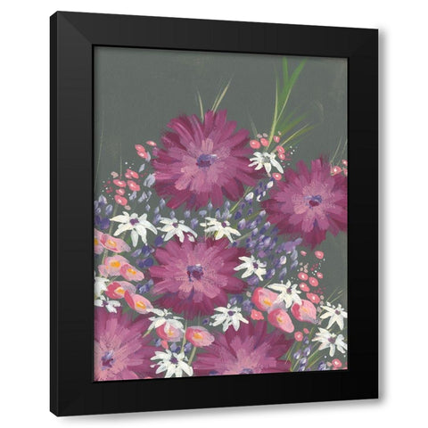 Mauve Wildflower Garden I Black Modern Wood Framed Art Print with Double Matting by Moore, Regina