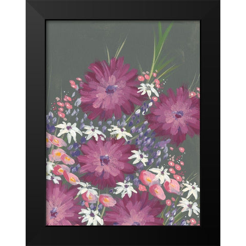 Mauve Wildflower Garden I Black Modern Wood Framed Art Print by Moore, Regina