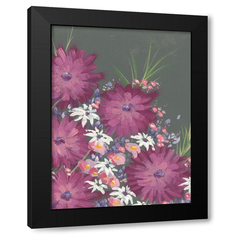 Mauve Wildflower Garden II Black Modern Wood Framed Art Print by Moore, Regina