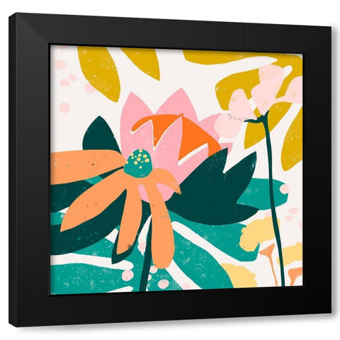 Cut Paper Garden II Black Modern Wood Framed Art Print by Vess, June Erica
