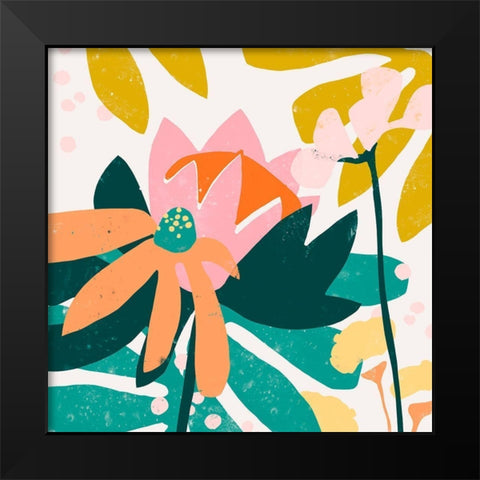 Cut Paper Garden II Black Modern Wood Framed Art Print by Vess, June Erica