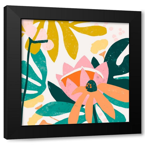 Cut Paper Garden III Black Modern Wood Framed Art Print by Vess, June Erica