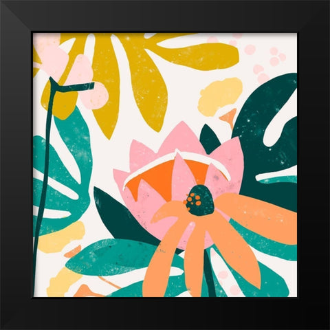 Cut Paper Garden III Black Modern Wood Framed Art Print by Vess, June Erica