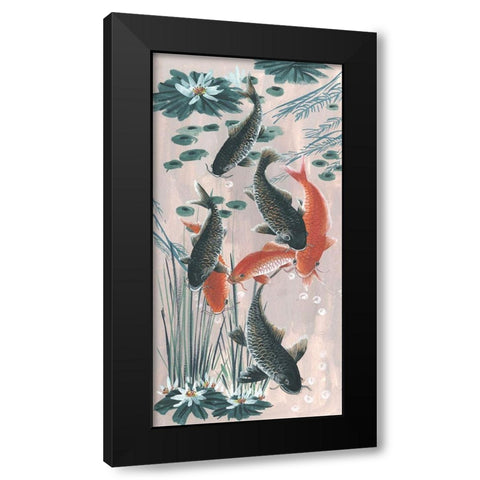 Traditional Koi Pond II Black Modern Wood Framed Art Print with Double Matting by Wang, Melissa