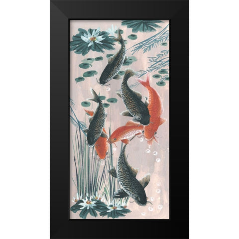 Traditional Koi Pond II Black Modern Wood Framed Art Print by Wang, Melissa