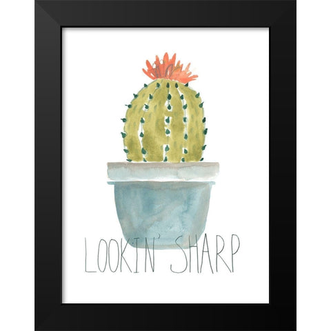 Punny Plant II Black Modern Wood Framed Art Print by Vess, June Erica