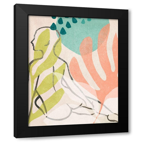 Tropical Nude I Black Modern Wood Framed Art Print by Vess, June Erica