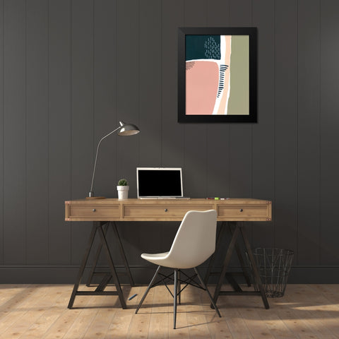 Simple Marks I Black Modern Wood Framed Art Print by Moore, Regina