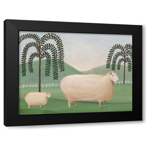Folk Farm I Black Modern Wood Framed Art Print by Moore, Regina