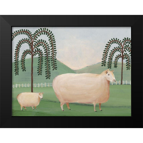 Folk Farm I Black Modern Wood Framed Art Print by Moore, Regina