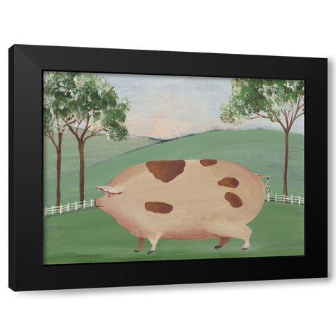 Folk Farm III Black Modern Wood Framed Art Print by Moore, Regina