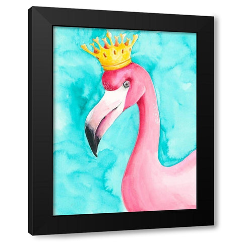 Flamingo Queen I Black Modern Wood Framed Art Print by Moore, Regina