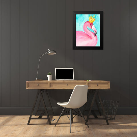 Flamingo Queen II Black Modern Wood Framed Art Print by Moore, Regina