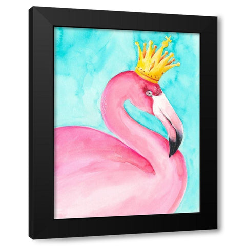 Flamingo Queen II Black Modern Wood Framed Art Print by Moore, Regina