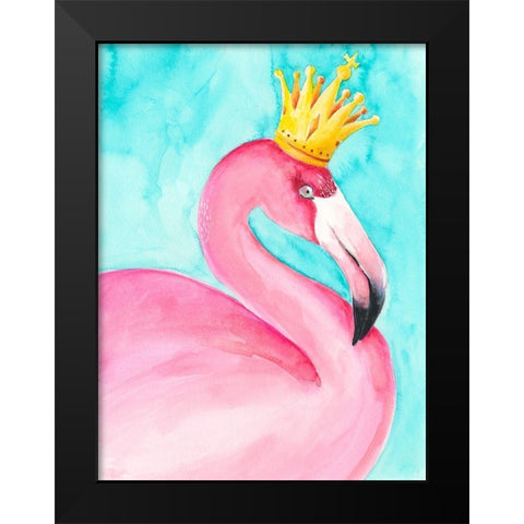 Flamingo Queen II Black Modern Wood Framed Art Print by Moore, Regina