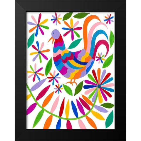 Otomi Bird I Black Modern Wood Framed Art Print by Moore, Regina