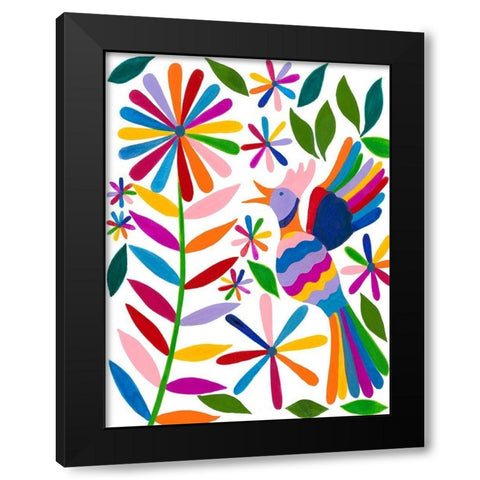 Otomi Bird II Black Modern Wood Framed Art Print with Double Matting by Moore, Regina