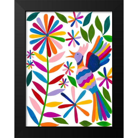 Otomi Bird II Black Modern Wood Framed Art Print by Moore, Regina