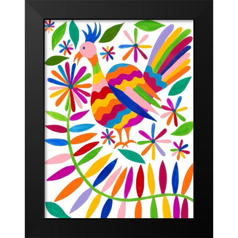 Otomi Bird III Black Modern Wood Framed Art Print by Moore, Regina