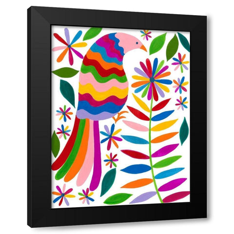 Otomi Bird IV Black Modern Wood Framed Art Print with Double Matting by Moore, Regina