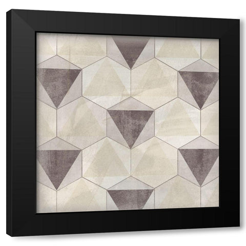 Hexagon Tile II Black Modern Wood Framed Art Print with Double Matting by Vess, June Erica