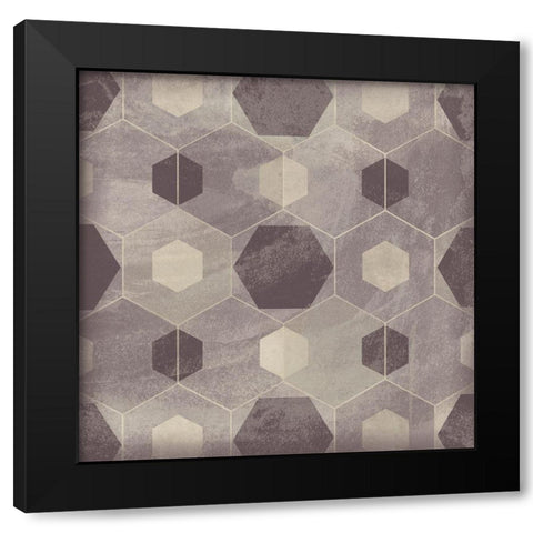 Hexagon Tile IV Black Modern Wood Framed Art Print with Double Matting by Vess, June Erica