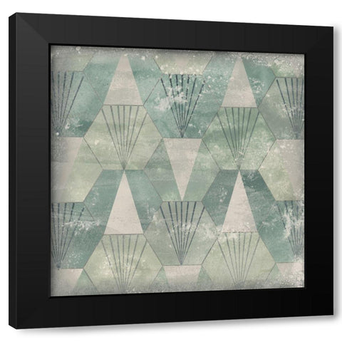 Hexagon Tile V Black Modern Wood Framed Art Print by Vess, June Erica