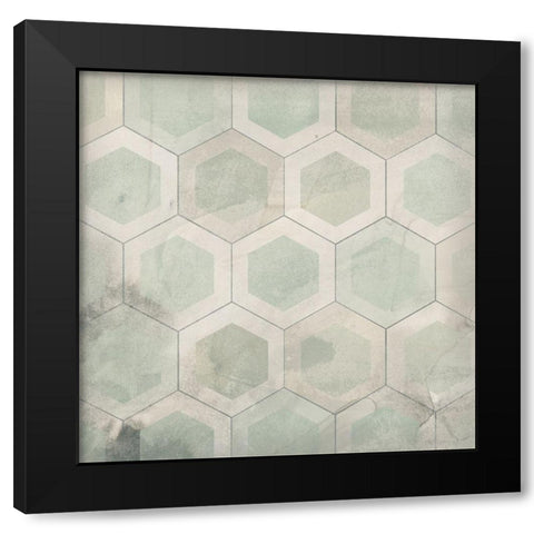 Hexagon Tile VII Black Modern Wood Framed Art Print by Vess, June Erica