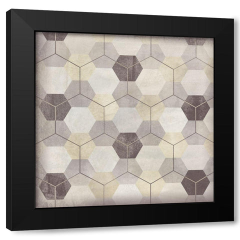 Hexagon Tile VIII Black Modern Wood Framed Art Print by Vess, June Erica