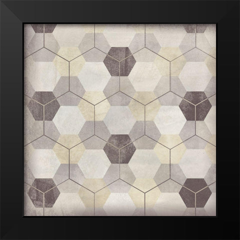 Hexagon Tile VIII Black Modern Wood Framed Art Print by Vess, June Erica