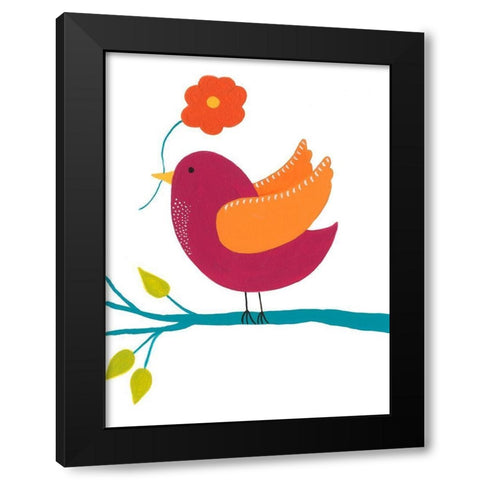 Cute Bird II Black Modern Wood Framed Art Print with Double Matting by Moore, Regina