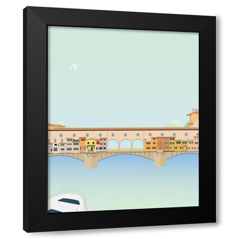 Travel Europe--Ponte Vecchio Black Modern Wood Framed Art Print with Double Matting by Soerensen, Gurli