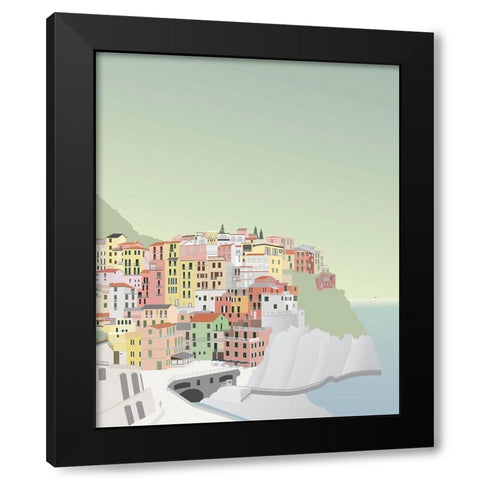 Travel Europe--Manarola Black Modern Wood Framed Art Print with Double Matting by Soerensen, Gurli