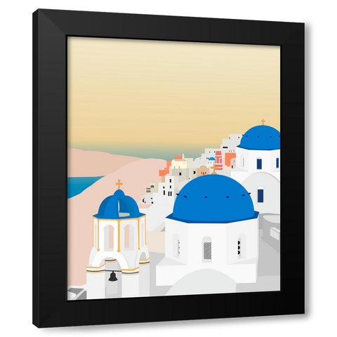 Travel Europe--Santorini Black Modern Wood Framed Art Print with Double Matting by Soerensen, Gurli