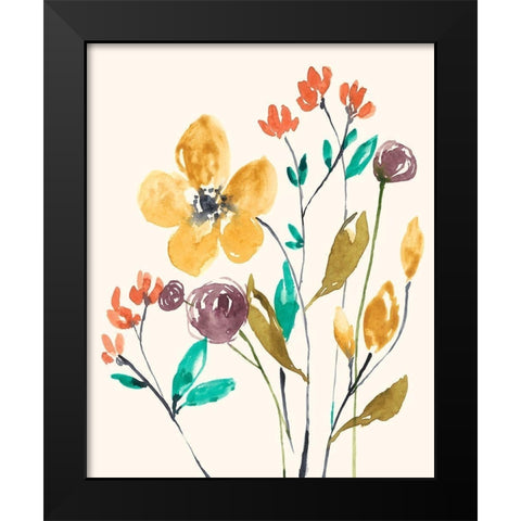 Whimsy Flowers I Black Modern Wood Framed Art Print by Goldberger, Jennifer