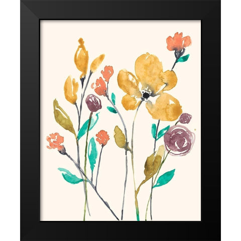 Whimsy Flowers II Black Modern Wood Framed Art Print by Goldberger, Jennifer