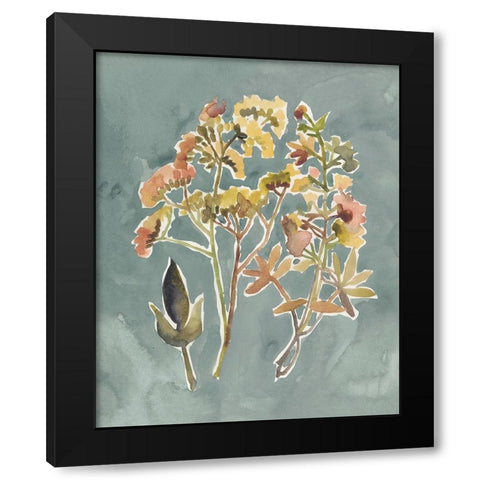 Collected Florals IV Black Modern Wood Framed Art Print by Zarris, Chariklia