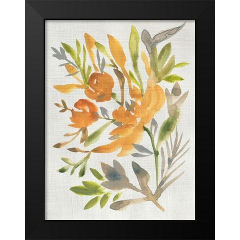 Butterscotch Bouquet I Black Modern Wood Framed Art Print by Zarris, Chariklia