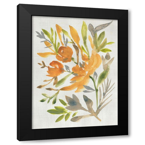 Butterscotch Bouquet I Black Modern Wood Framed Art Print by Zarris, Chariklia