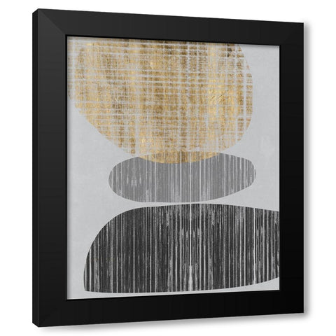Gilded Shapes I Black Modern Wood Framed Art Print with Double Matting by Goldberger, Jennifer