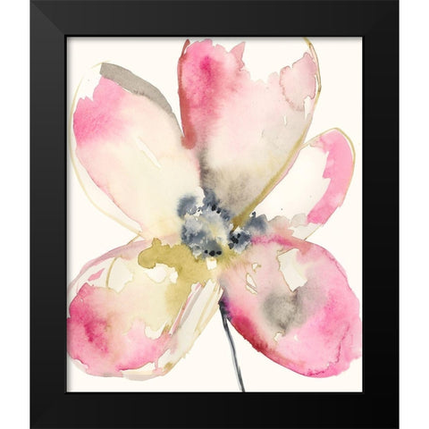 Magenta Petals II Black Modern Wood Framed Art Print by Goldberger, Jennifer