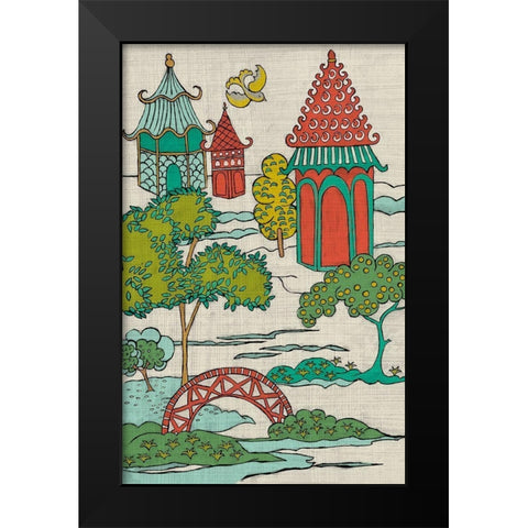 Pagoda Landscape I Black Modern Wood Framed Art Print by Zarris, Chariklia