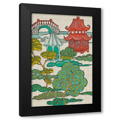 Pagoda Landscape II Black Modern Wood Framed Art Print with Double Matting by Zarris, Chariklia