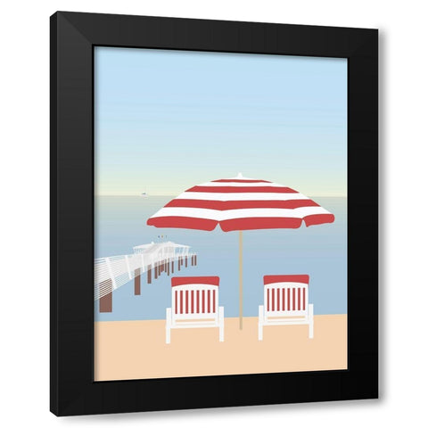 Lido di Camaiore I Black Modern Wood Framed Art Print by Soerensen, Gurli