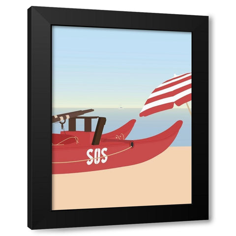 Lido di Camaiore II Black Modern Wood Framed Art Print with Double Matting by Soerensen, Gurli