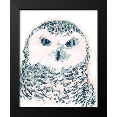 Funky Owl Portrait IV Black Modern Wood Framed Art Print by Vess, June Erica