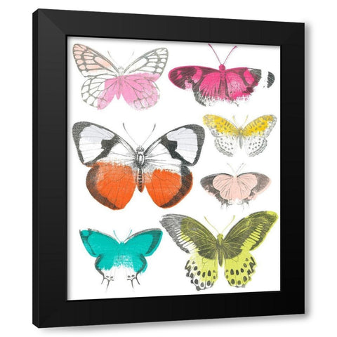 Chromatic Butterflies I Black Modern Wood Framed Art Print with Double Matting by Vess, June Erica