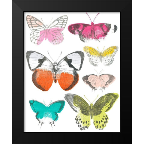 Chromatic Butterflies I Black Modern Wood Framed Art Print by Vess, June Erica