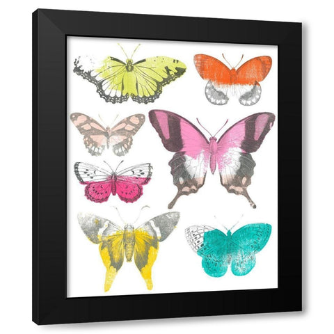 Chromatic Butterflies II Black Modern Wood Framed Art Print by Vess, June Erica