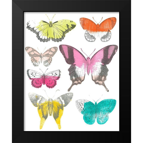 Chromatic Butterflies II Black Modern Wood Framed Art Print by Vess, June Erica